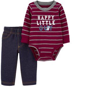 Baby Boys Carter's HAPPY LITTLE GUY Bodysuit & Pants Size 3 6 9 12 18 months NWT